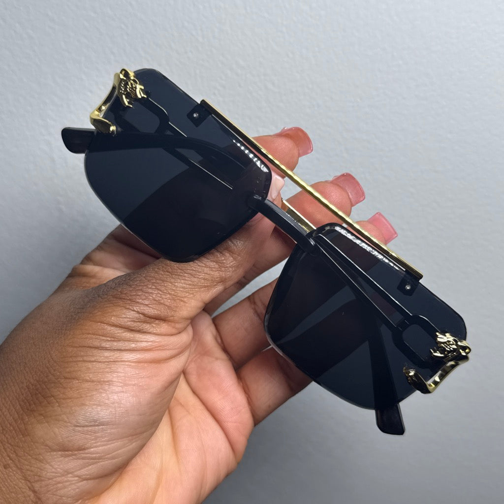 BLACK RIMLESS SUNGLASSES
