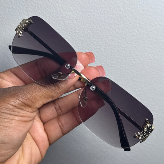 BLACK BUTTERFLY RIMLESS SUNGLASSES