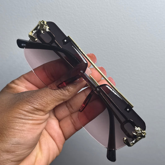 OMBRÉ CHARCOAL PINK RIMLESS SUNGLASSES