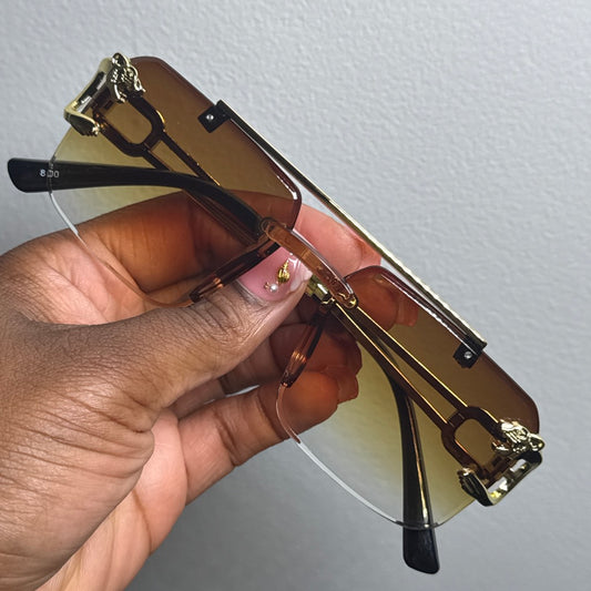 BROWN RIMLESS SUNGLASSES