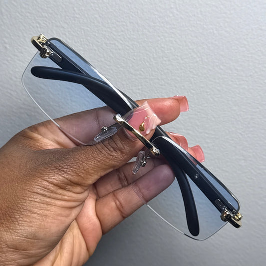 BLUE SQUARE RIMLESS SUNGLASSES