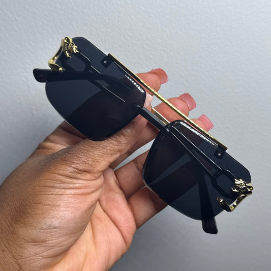 BLACK RIMLESS SUNGLASSES
