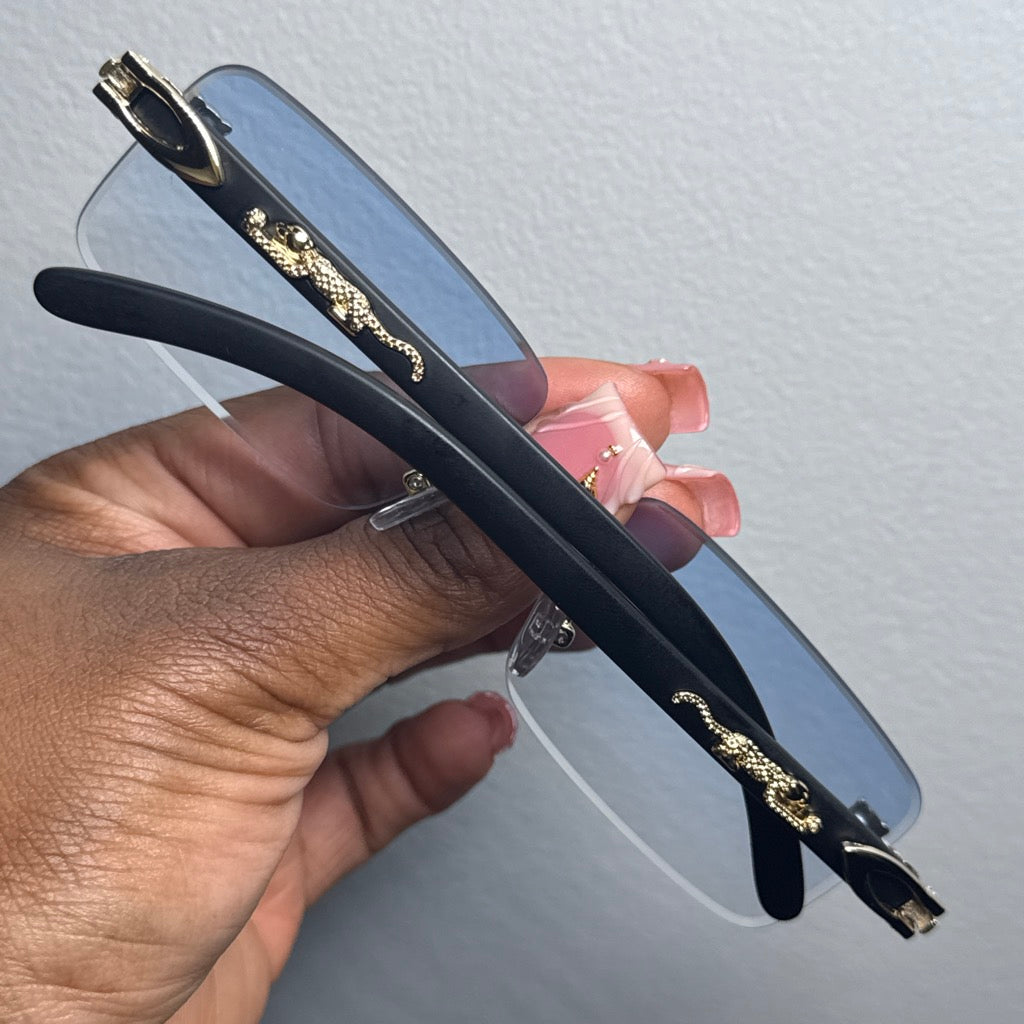 BLUE SQUARE RIMLESS SUNGLASSES