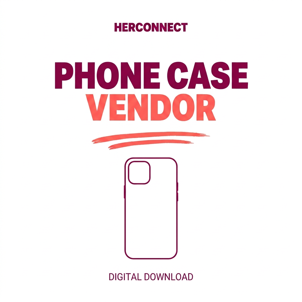 Herconnect Phone Case Vendor digital download cover in magenta and coral on white