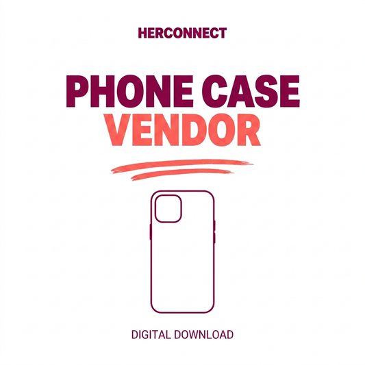 Herconnect Phone Case Vendor digital download cover in magenta and coral on white